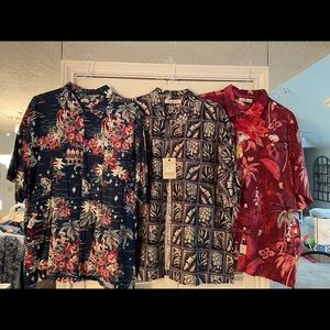 Lot of 3 Tommy Bahama Christmas shirts- one NWT